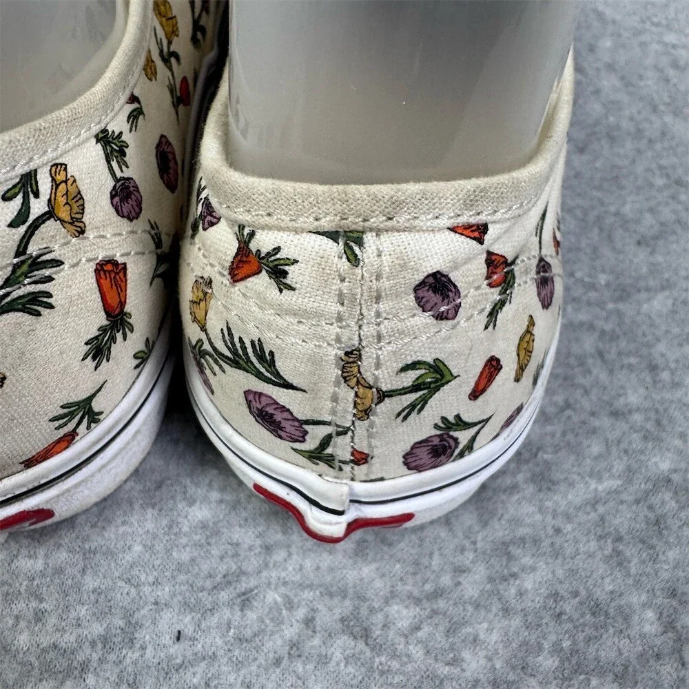 Vans Authentic Womens Size 10 Sneakers Poppy Floral Cream Lace-Up Low Top